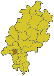 Map of Hesse highlighting the district Main-Taunus-Kreis