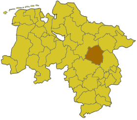 Map of Lower Saxony highlighting the district Celle
