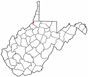 Location of New Martinsville, West Virginia