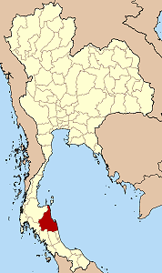 Map of Thailand highlighting Nakhon Si Thammarat Province