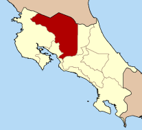 Map of Costa Rica highlighting the province
