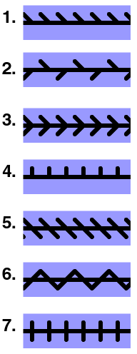 patterns for the 7 frieze groups