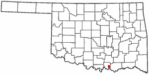 Location of Woodville, Oklahoma