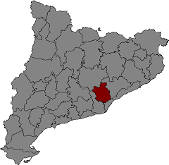 Map of Catalonia with Valls Occidental highlighted