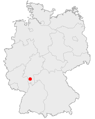 Map of Germany showing Darmstadt