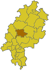 Map of Hesse highlighting the district Gieen