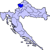 Map showing Krapina-Zagorje county within Croatia