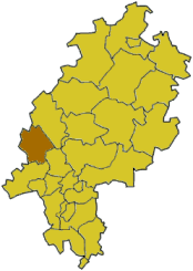 Map of Hesse highlighting the district Limburg-Weilburg