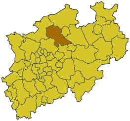 Map of North Rhine-Westphalia highlighting the district Coesfeld