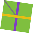 green square, tilted, illustrated w/ cross & 1 diagonal
