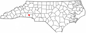 Location of Cherryville, North Carolina