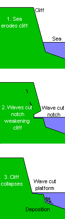The formation of a wave cut platform