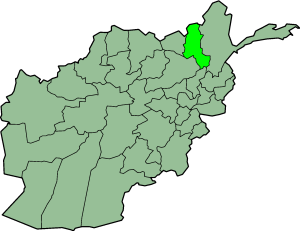 Map showing Takhar province in Afghanistan
