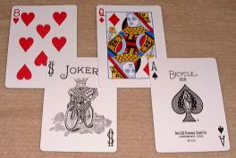 Some typical Anglo-American playing cards.