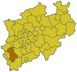 Map of North Rhine-Westphalia highlighting the district Dren