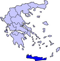 Map showing Crete periphery in Greece