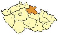 Map of the Czech Republic highlighting the Hradec Krlov Region