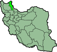Map showing Ardabil in Iran