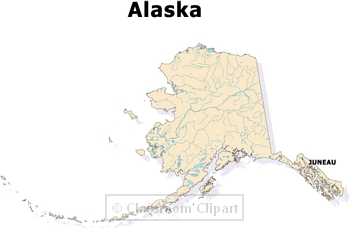 Map of Alaska highlighting Juneau, provided by [http://classroomclipart.com Classroom Clip Art