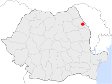 Map of Romania showing Iasi