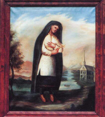 The oldest known portrait of Kateri Tekakwitha, painted after her death by Father Chauchetire