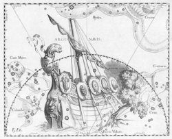 The constellation Argo Navis drawn by Johannes Hevelius in 1690
