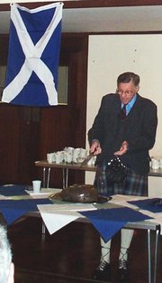 Recitation of the poem 'Address to a Haggis' by Robert Burns is an important part of the Burns supper.