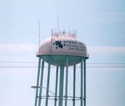 The water tower of Lyons, Georgia, celebrating the town's role in the .