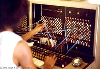 Telephone switchboard (Photograph courtesy of JoeTourist InfoSystems (http://www.JoeTourist.ca/)).