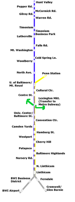 Baltimore Light Rail system map. Click to enlarge.