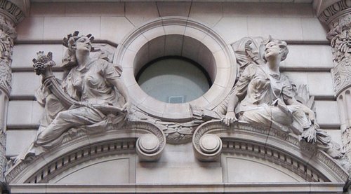Diana (right) as building decoration, here shown with .