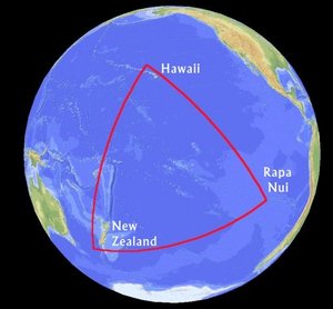 The Polynesian Triangle is a geographical region of the Pacific Ocean anchored by Hawai'i, Rapa Nui and New Zealand.