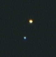 The two component stars of Albireo are easily distinguished, even in a small telescope.