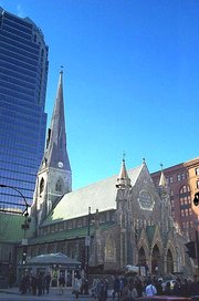 Christ Church Cathedral in Montreal, with Place de la Cathdrale behind