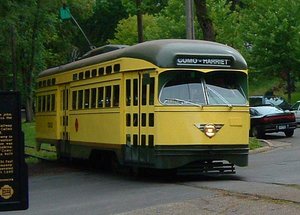 A  PCC streetcar in museum operation.