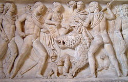 The Calydonian Hunt shown on a Roman frieze (, )