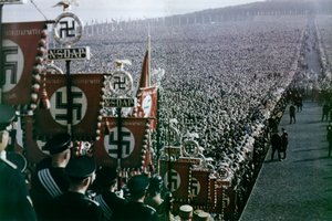  rally (Reichsparteitag) in , 1936. These rallies were held every year in the same place. They were meant to demonstrate the unity of the  state.