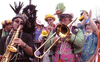 Infrogmation playing at a Mardi Gras Tumble, 2003