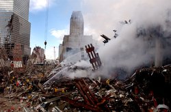 Fires burned amidst the rubble of the World Trade Center for weeks after the attack.