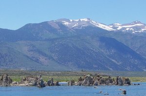 Tufa at Mono Lake with Sierra Nevada in background