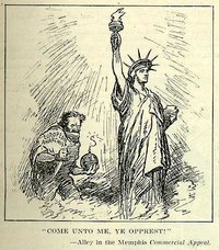 Political cartoon of the era depicting an anarchist attempting to destroy the .