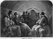 Interior of the Tower Subway cable car, 1870