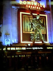 Entrance to the We Will Rock You musical in Dominion Theatre, London.