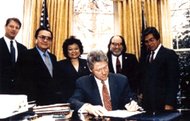 President Bill Clinton signed United States Public Law 103-150, apologizing on behalf of the American people for its role in the overthrow of the Hawaiian monarchy.