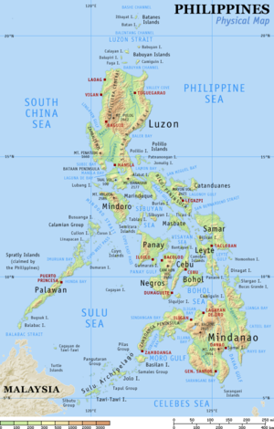 Physical map of the Philippines