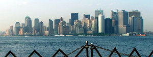 Lower Mahattan skyline from the deck of the Ferry, 2003