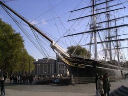 The Cutty Sark in her dry dock at Greenwich