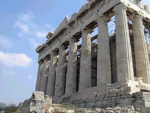 The relatively intact western face of the Parthenon