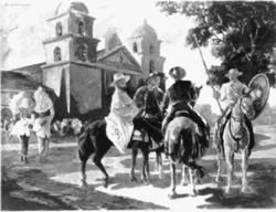 An early painting of the  mission.