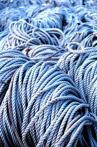 Coils of rope used for long-line fishing